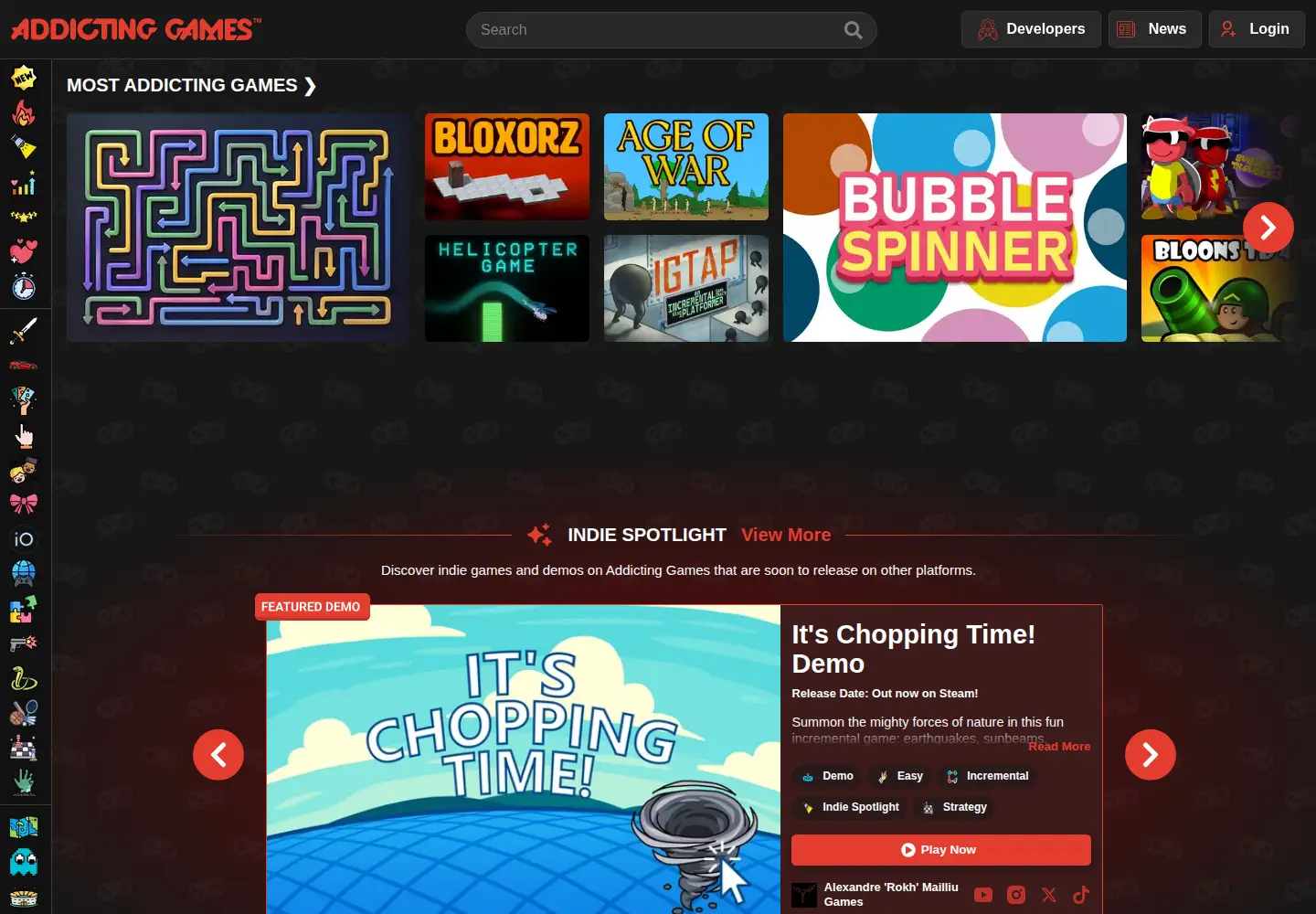 Screenshot of addictinggames.com