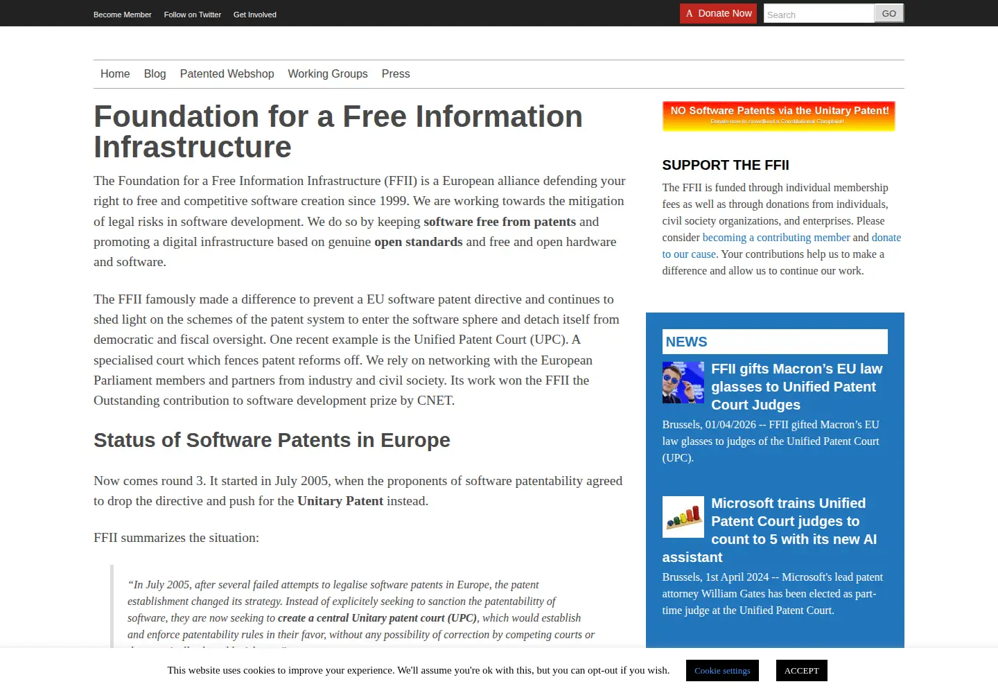 Screenshot of ffii.org