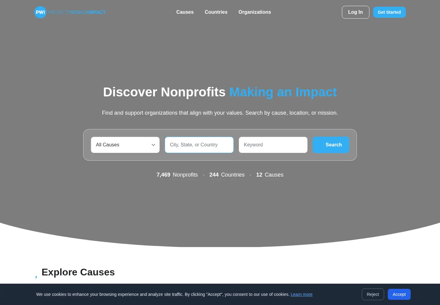 Screenshot of projectworldimpact.com
