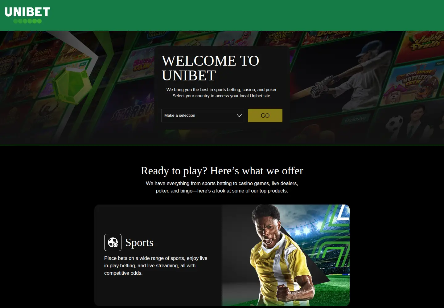 Screenshot of unibet.com