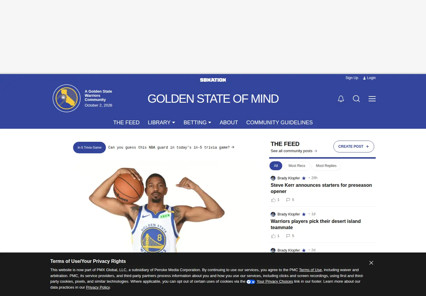 Screenshot of goldenstateofmind.com