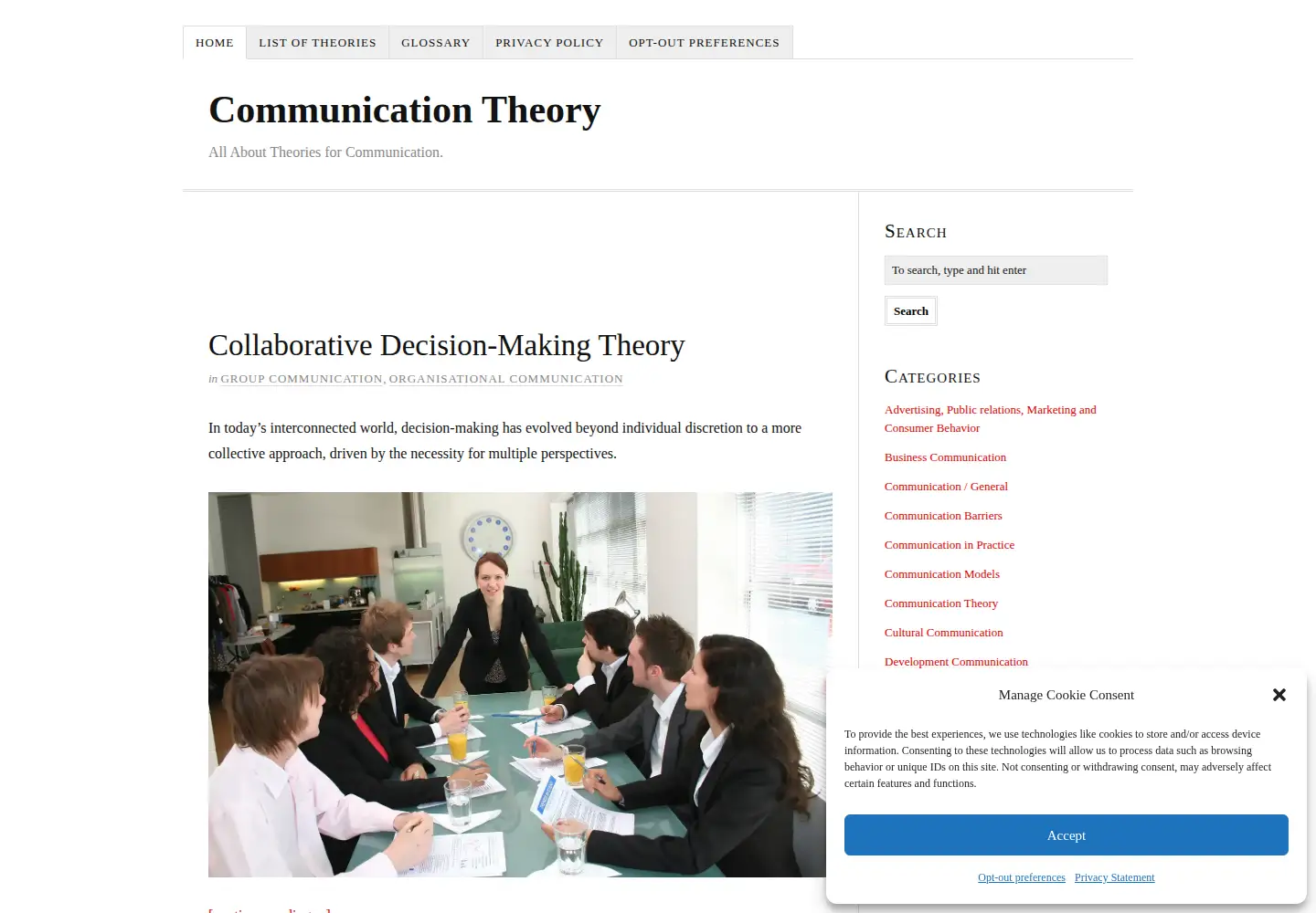 Screenshot of communicationtheory.org