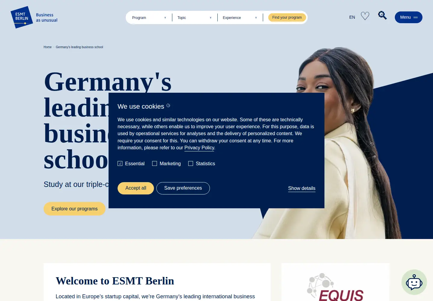 Screenshot of esmt.berlin