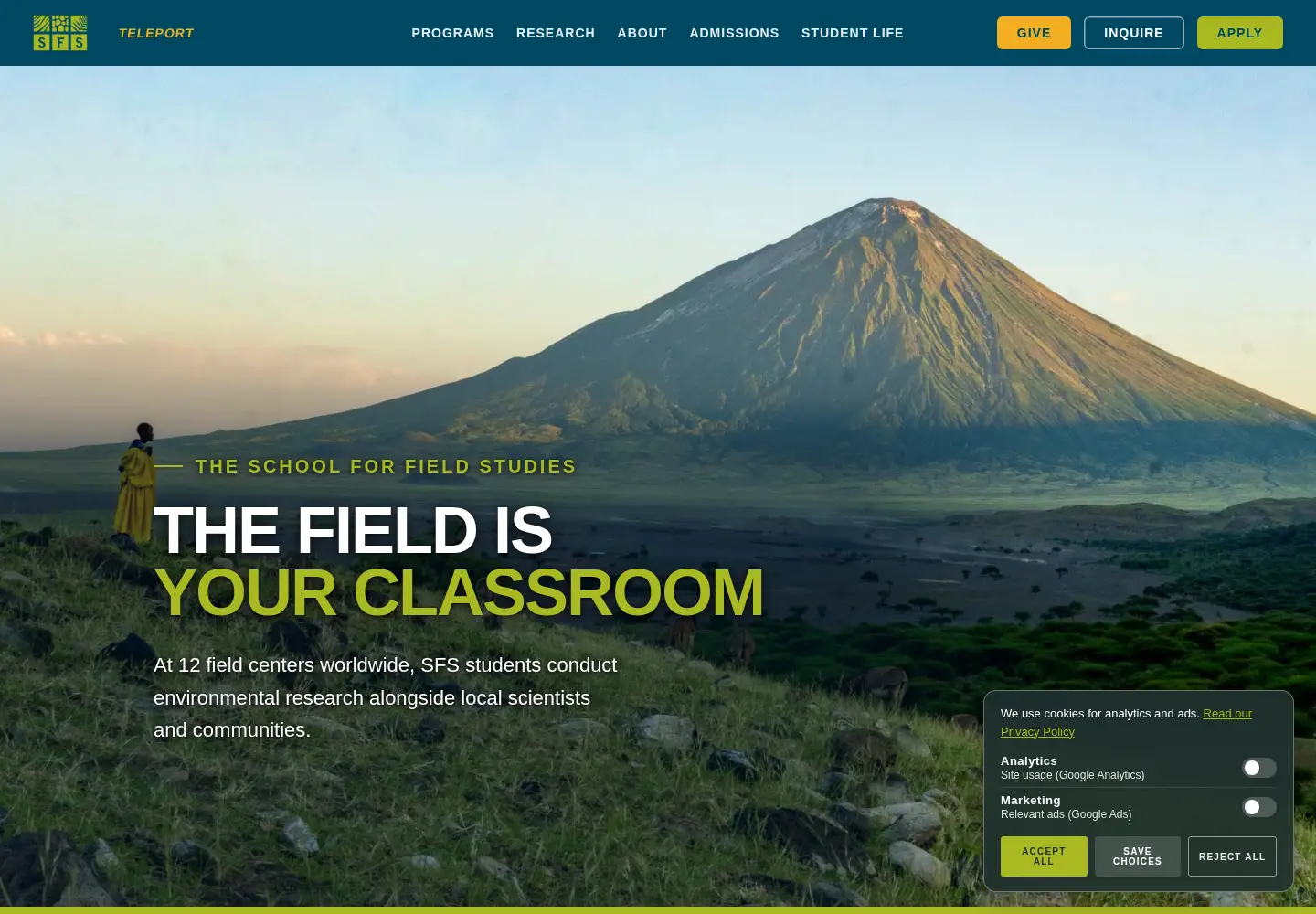Screenshot of fieldstudies.org
