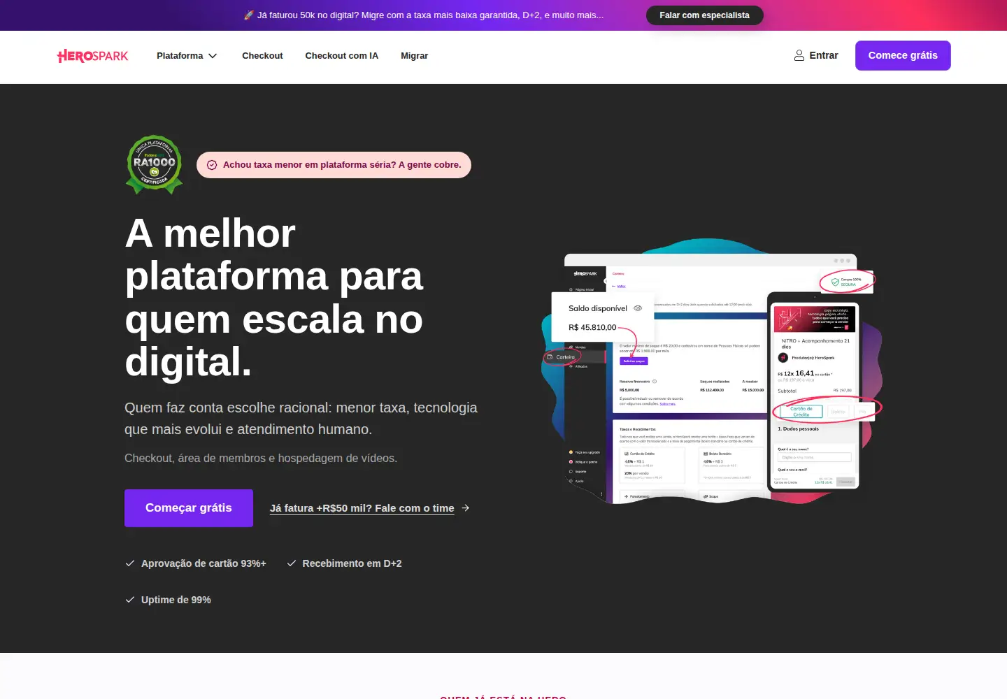 Screenshot of herospark.com