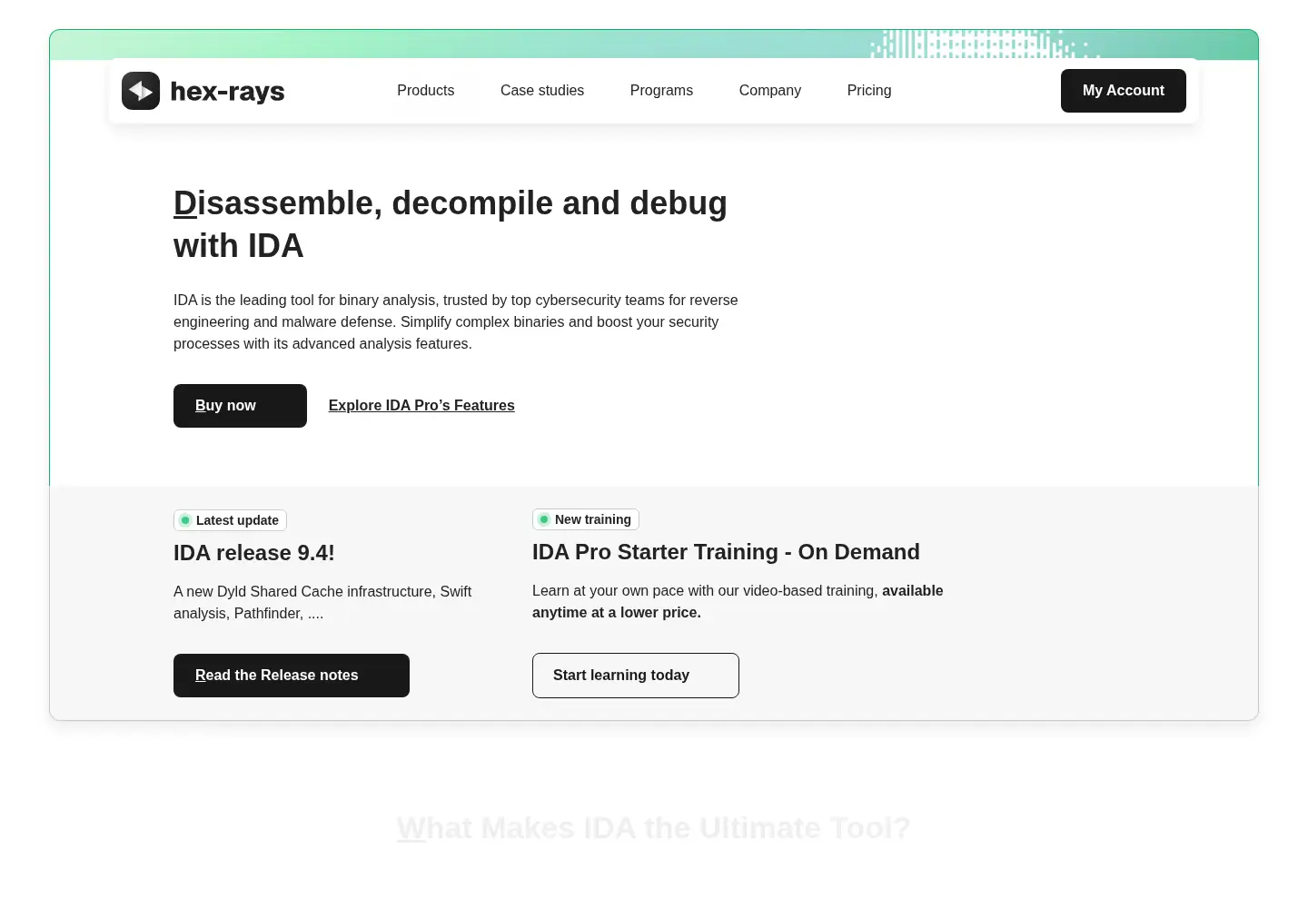 Screenshot of hex-rays.com