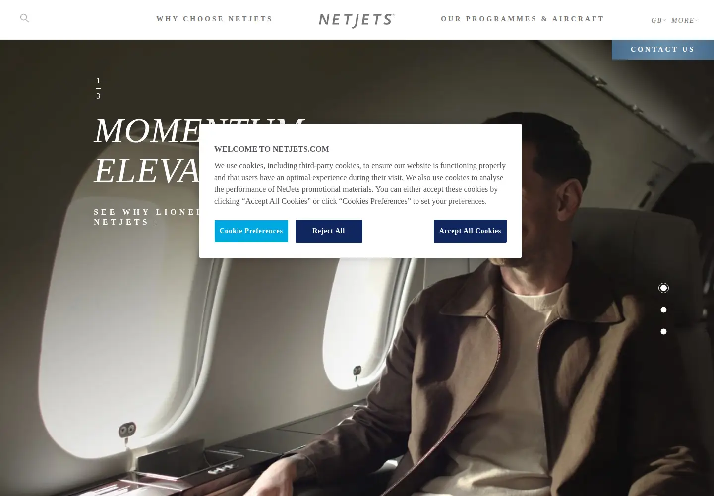 Screenshot of netjets.com