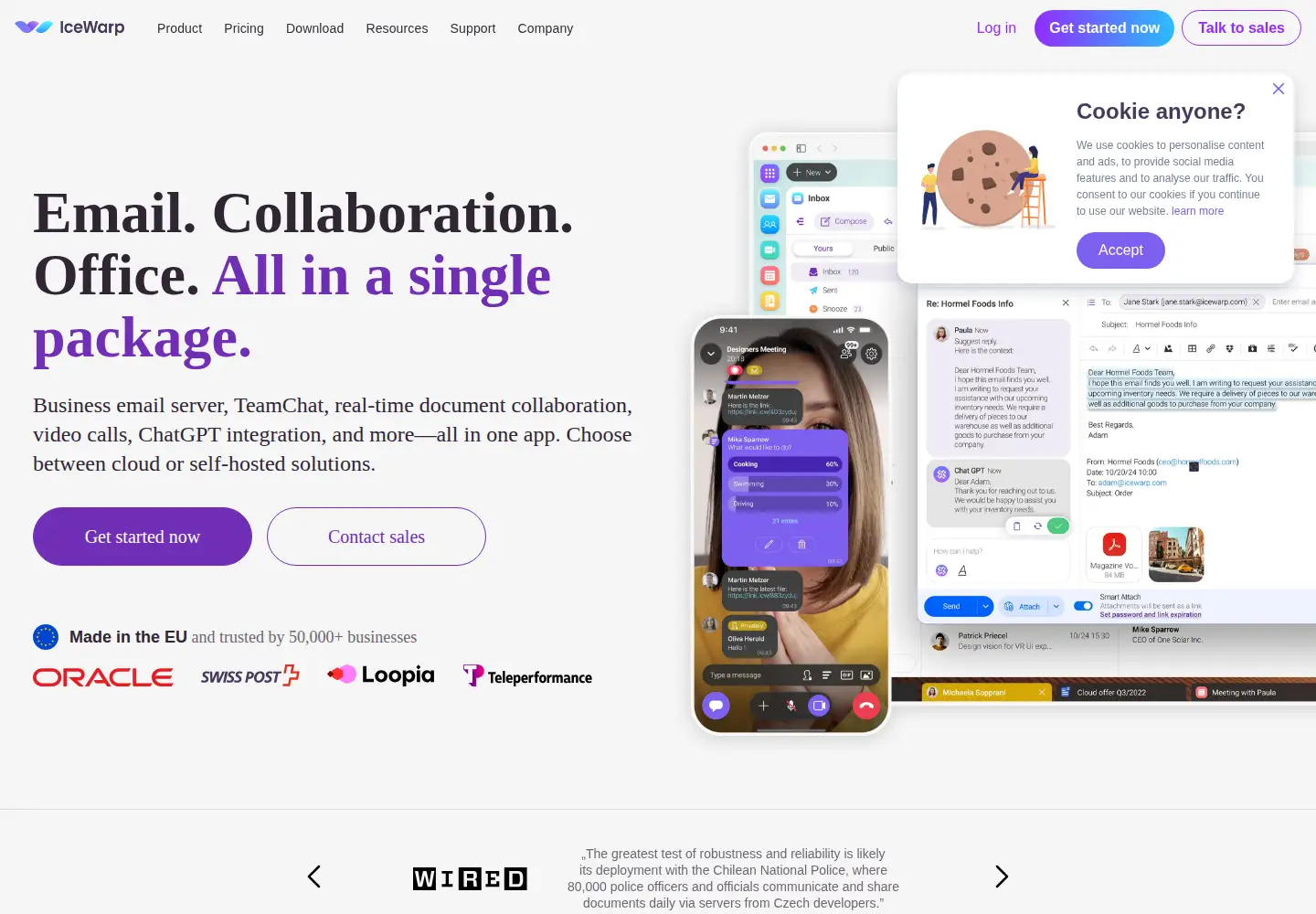 Screenshot of icewarp.com