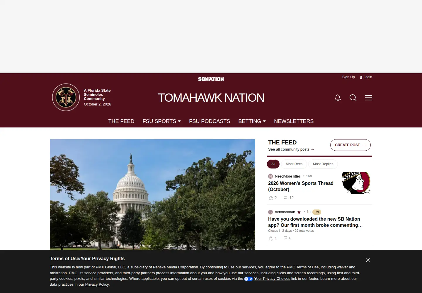 Screenshot of tomahawknation.com