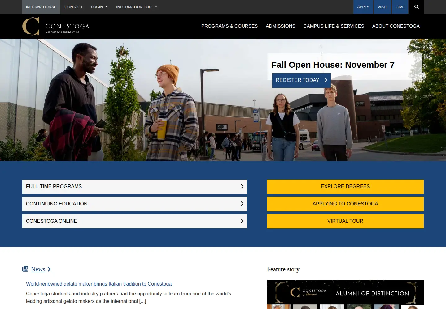 Screenshot of conestogac.on.ca