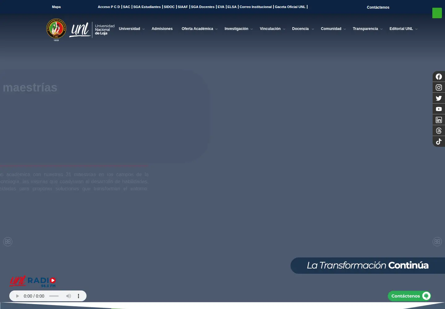 Screenshot of unl.edu.ec