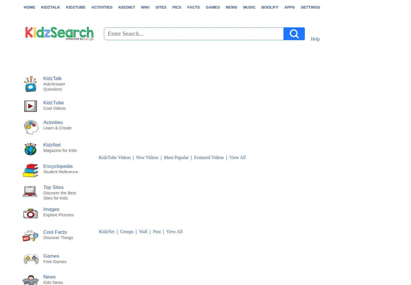Screenshot of kidzsearch.com