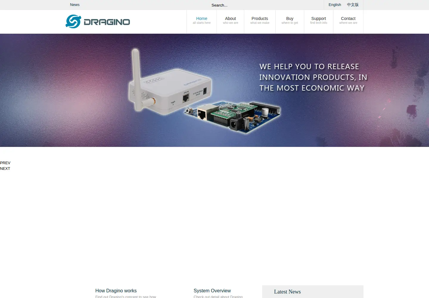 Screenshot of dragino.com