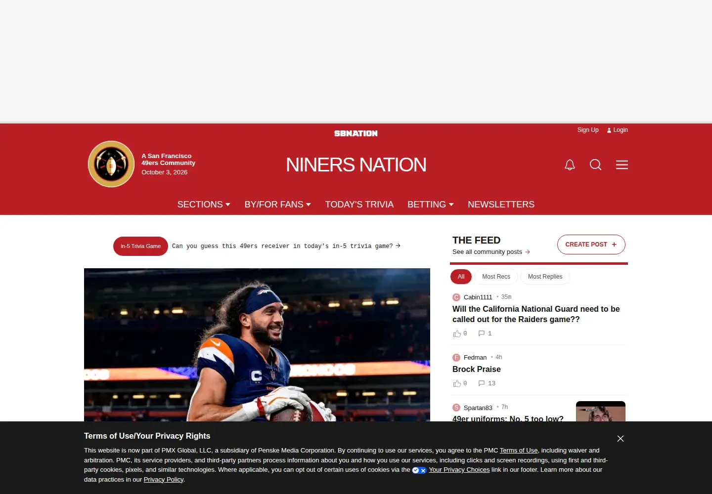 Screenshot of ninersnation.com