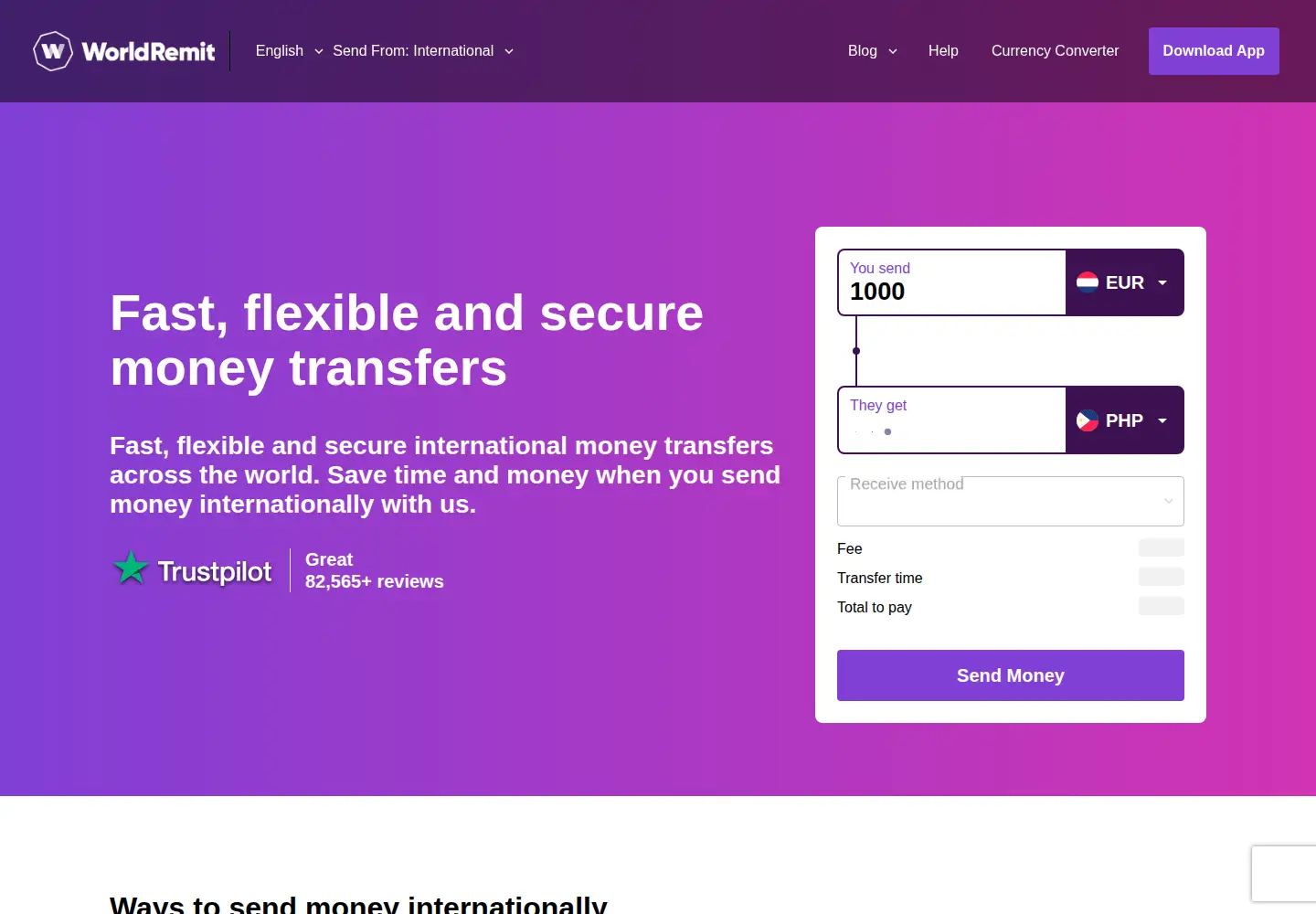 Screenshot of worldremit.com