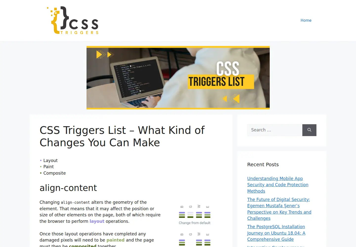 Screenshot of csstriggers.com