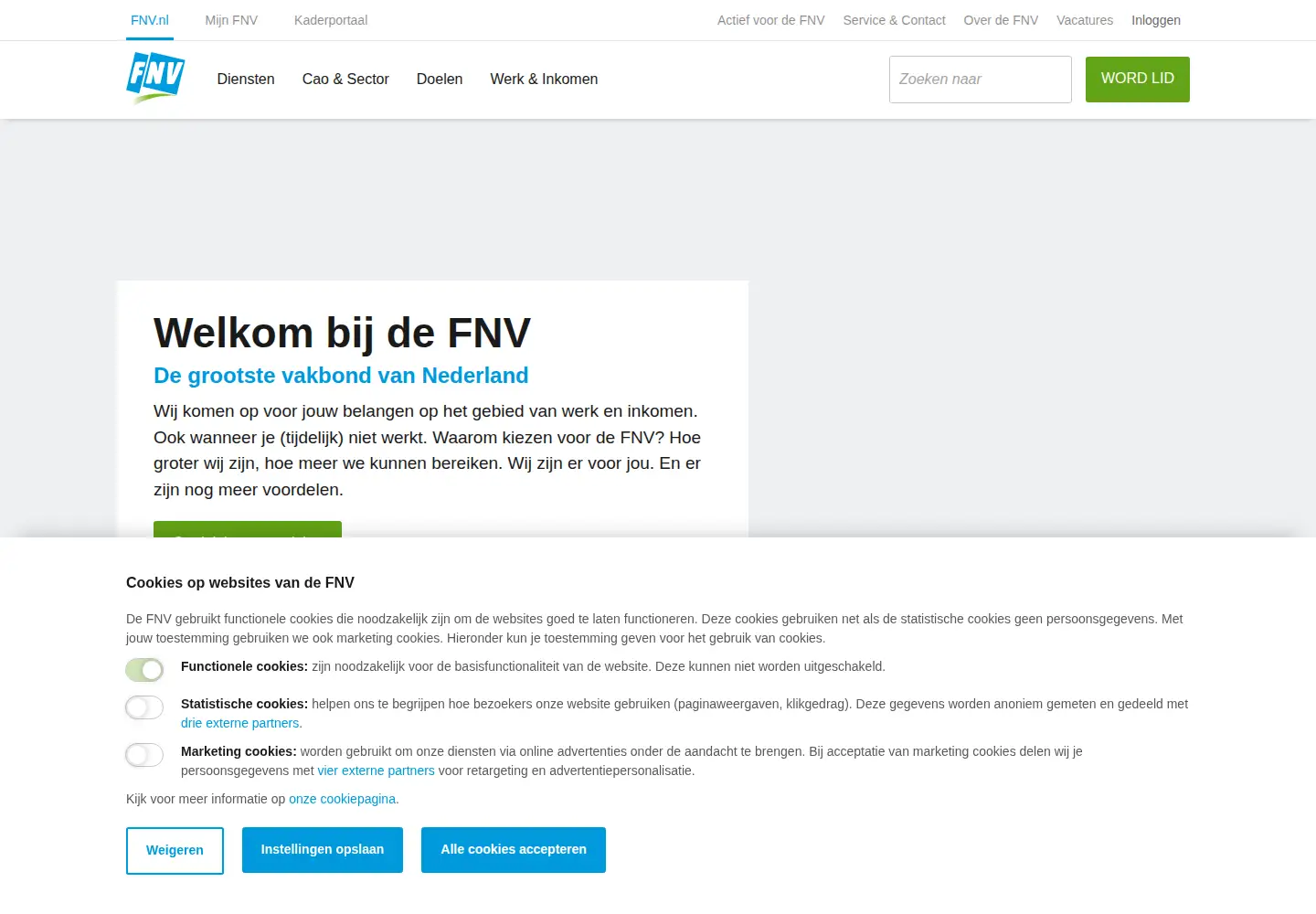 Screenshot of fnv.nl
