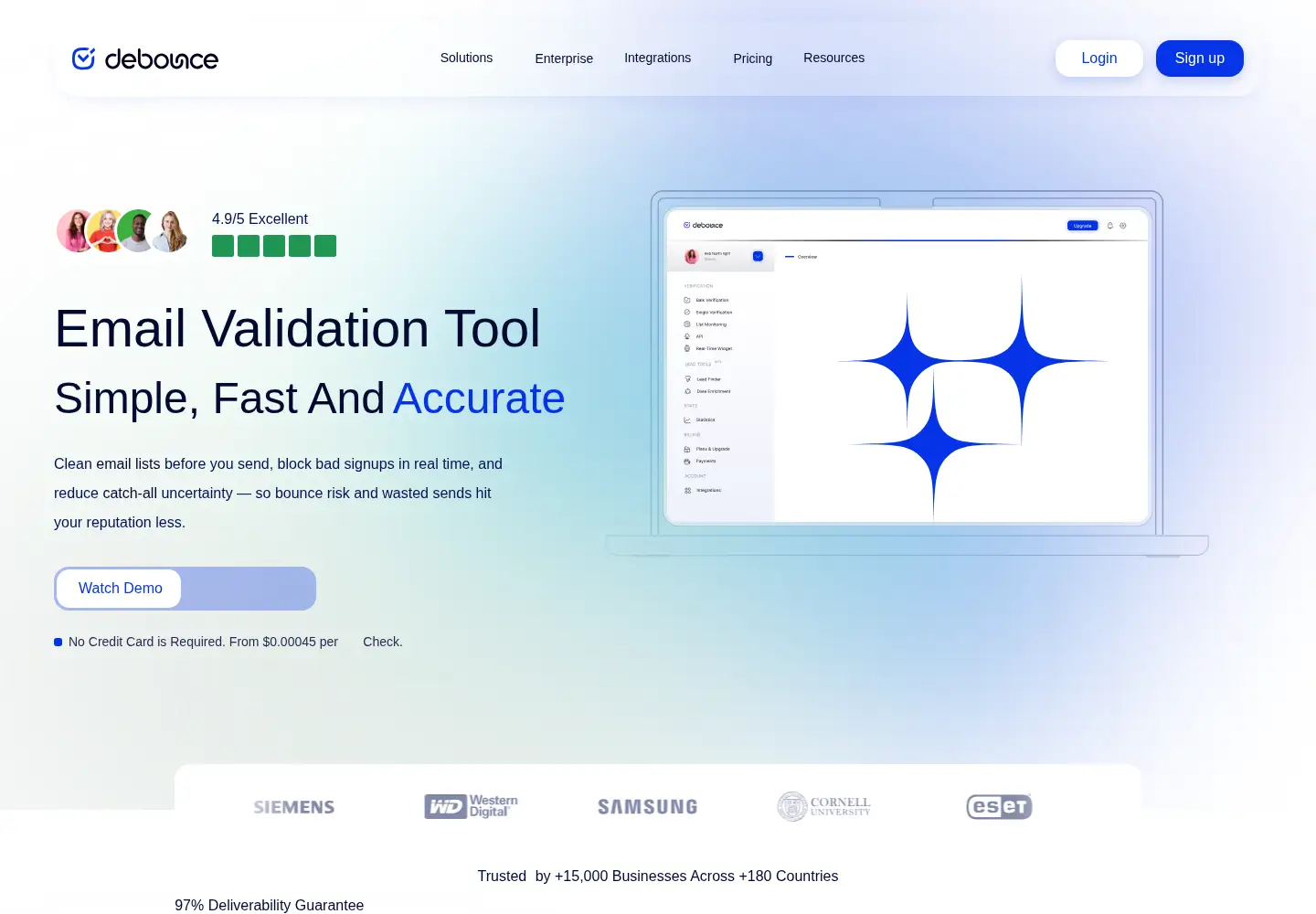 Screenshot of debounce.com