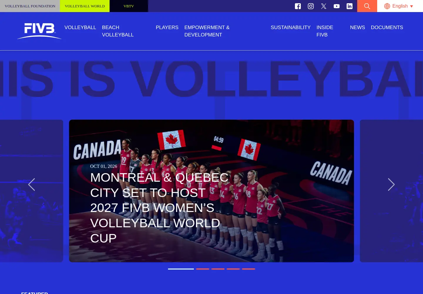 Screenshot of fivb.com