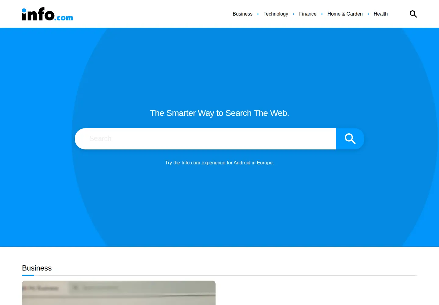 Captured homepage of info.com in the current scan