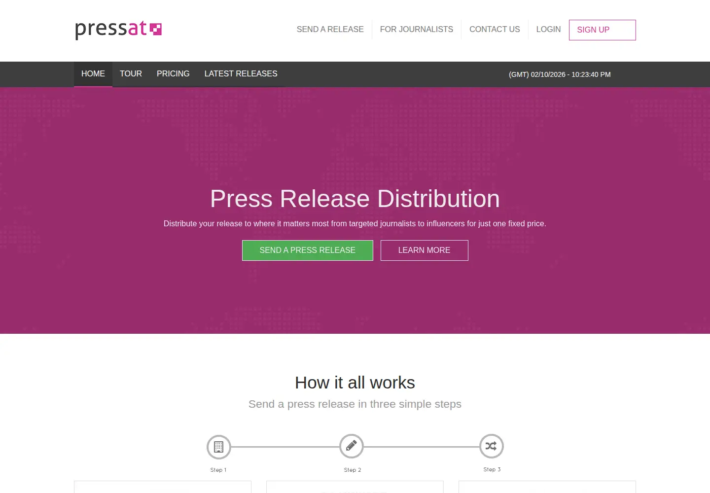 Captured homepage of pressat.co.uk in the current scan