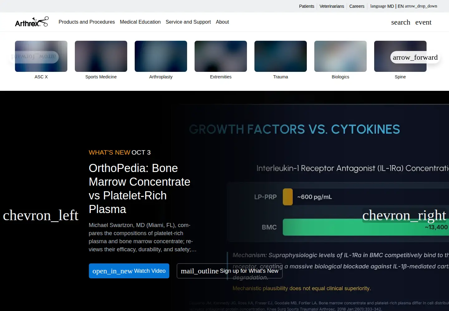 Screenshot of arthrex.com