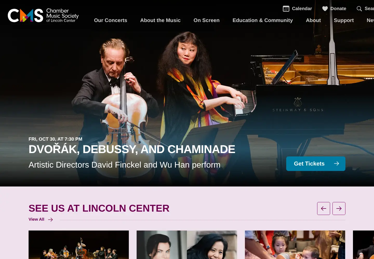 Screenshot of chambermusicsociety.org