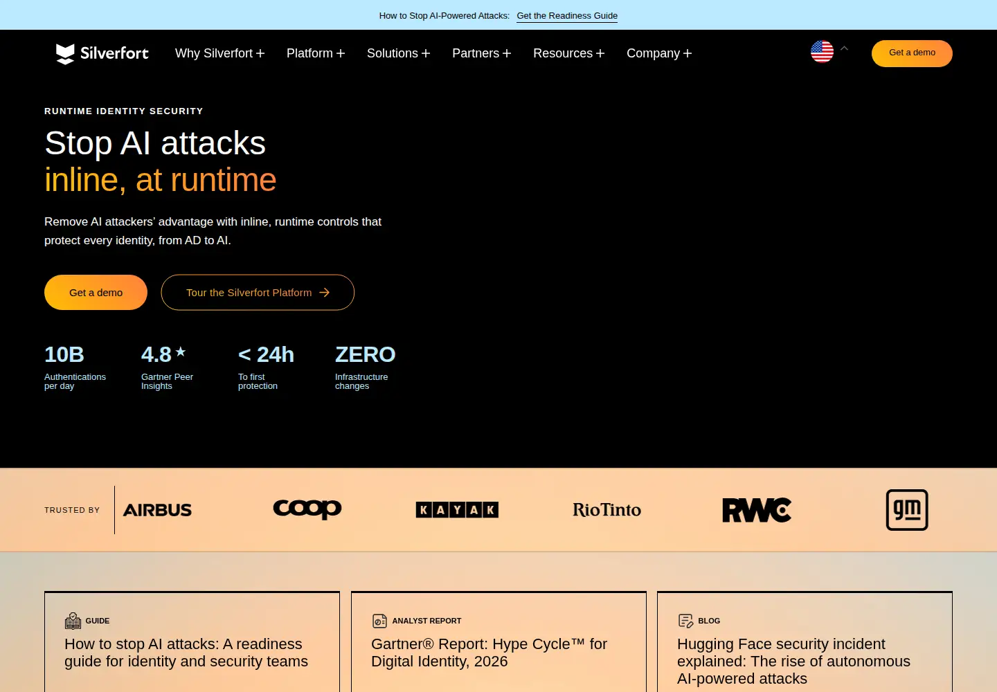 Screenshot of silverfort.com