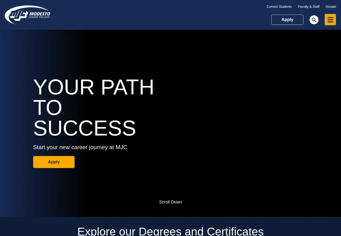 Screenshot of mjc.edu