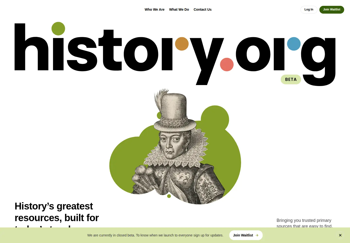 Screenshot of history.org