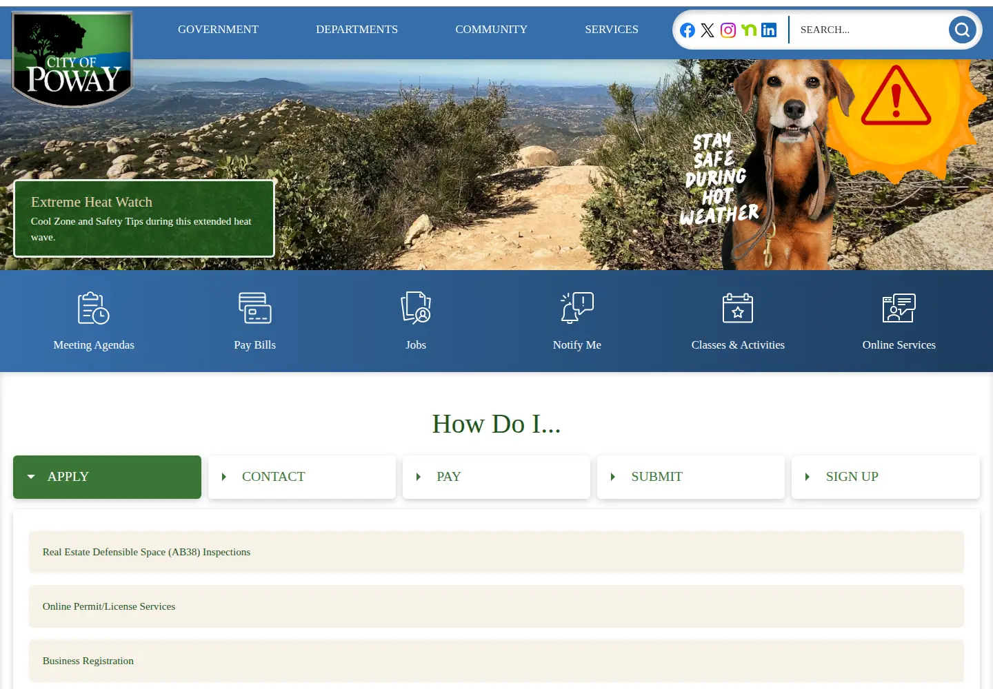 Captured homepage of poway.org in the current scan