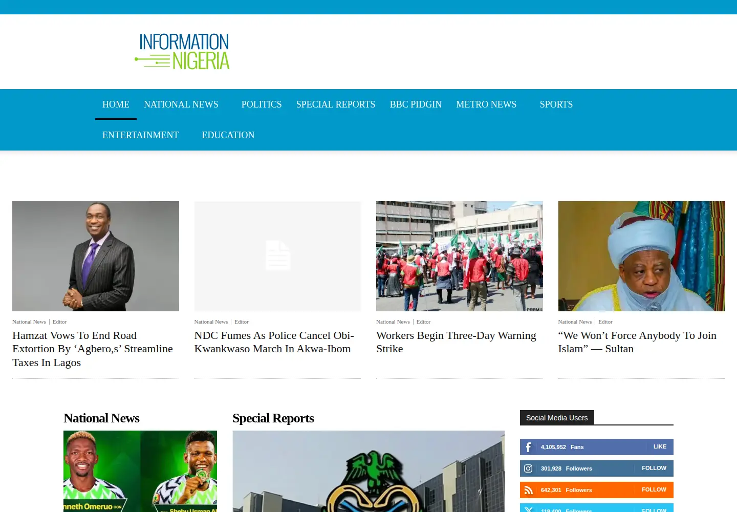 Screenshot of informationng.com
