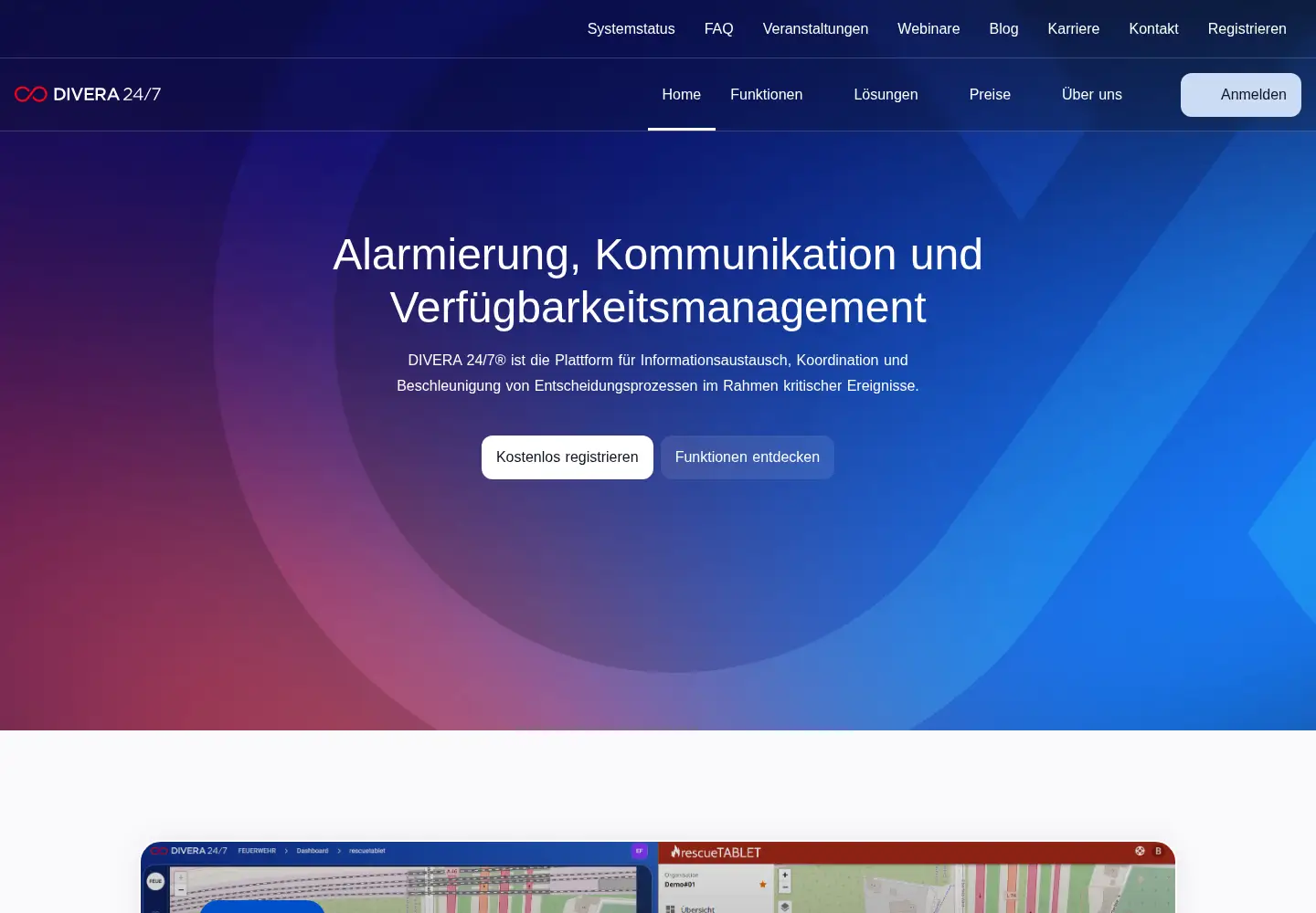 Screenshot of divera247.com