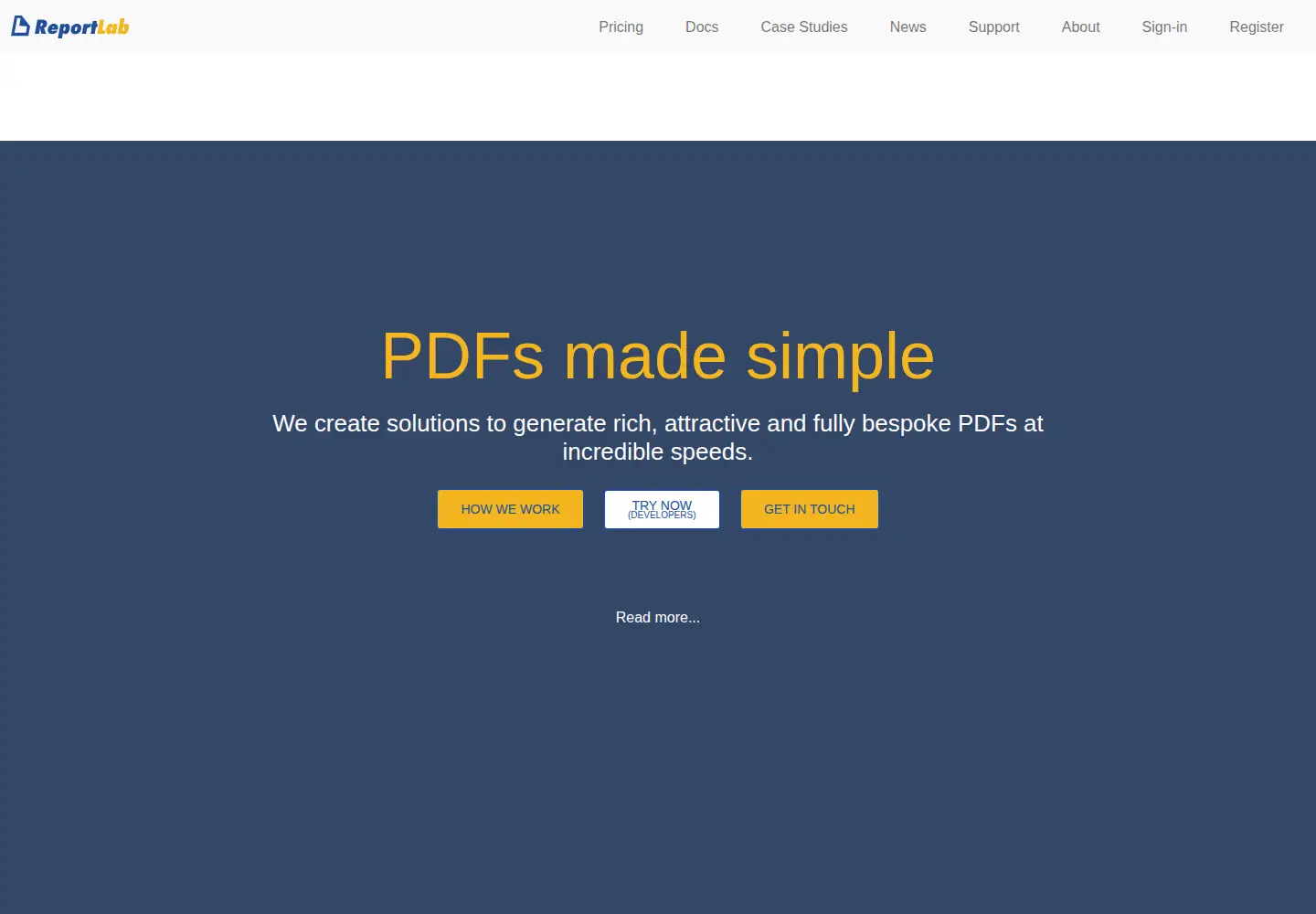 Screenshot of reportlab.com