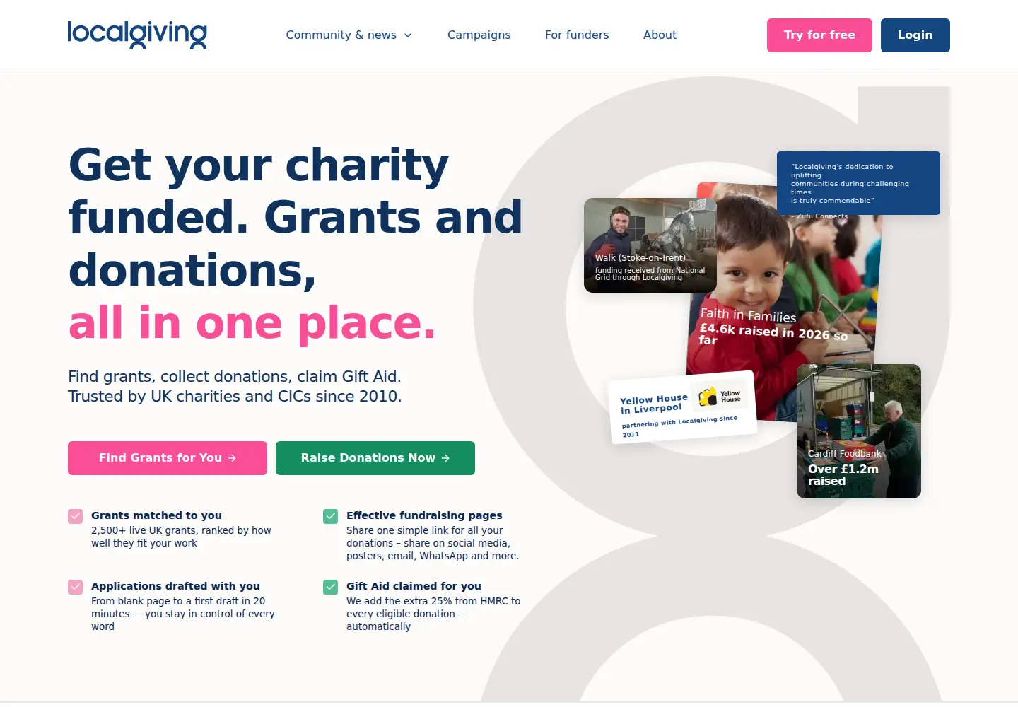 Screenshot of localgiving.org