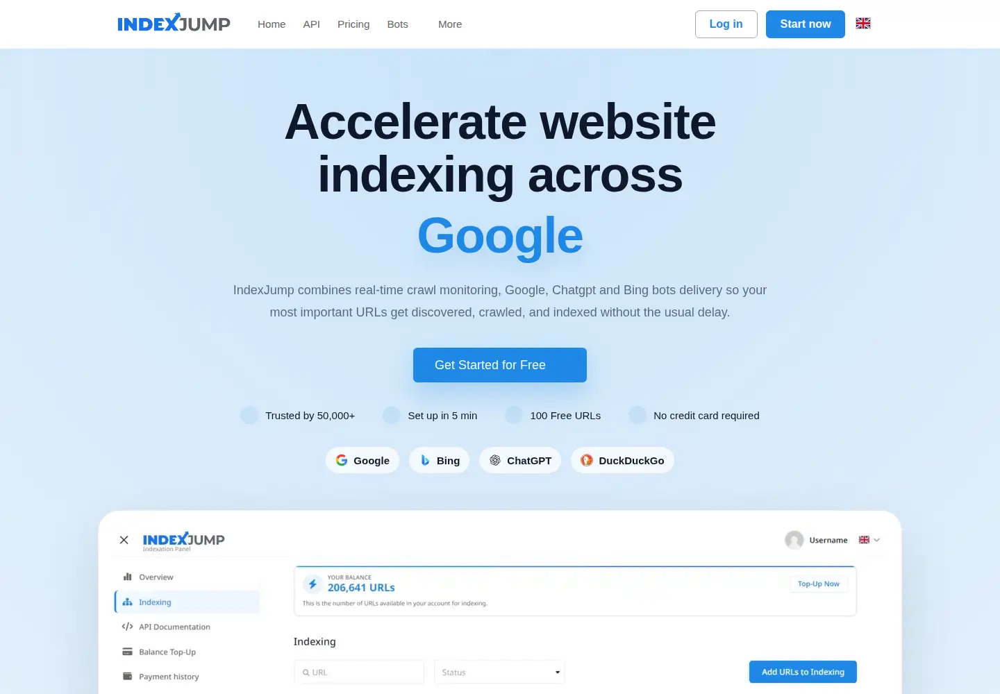Screenshot of indexjump.com