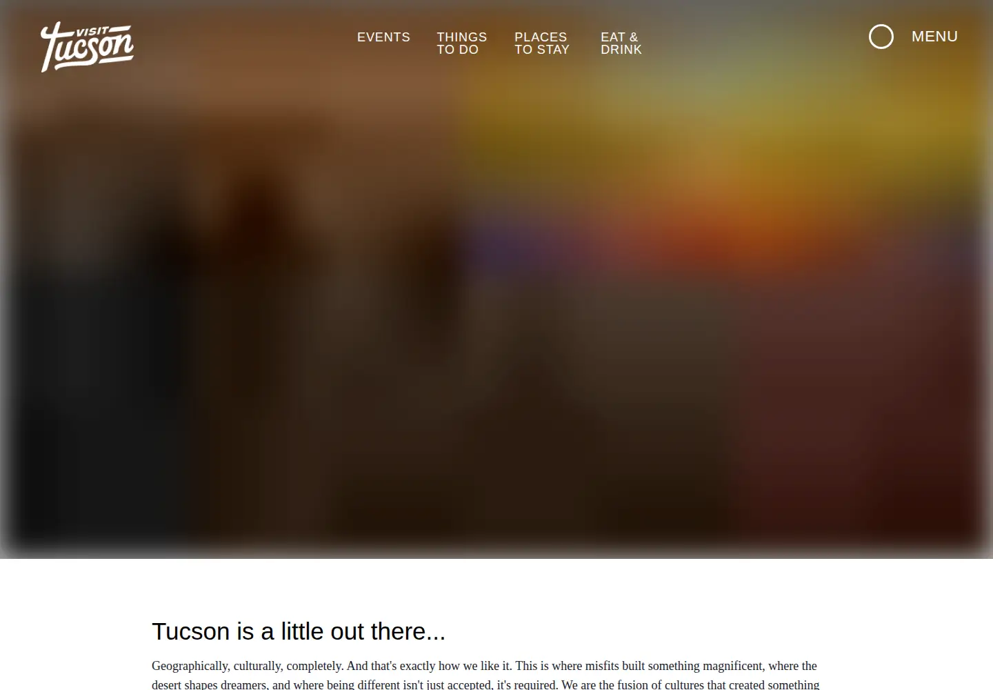 Screenshot of visittucson.org