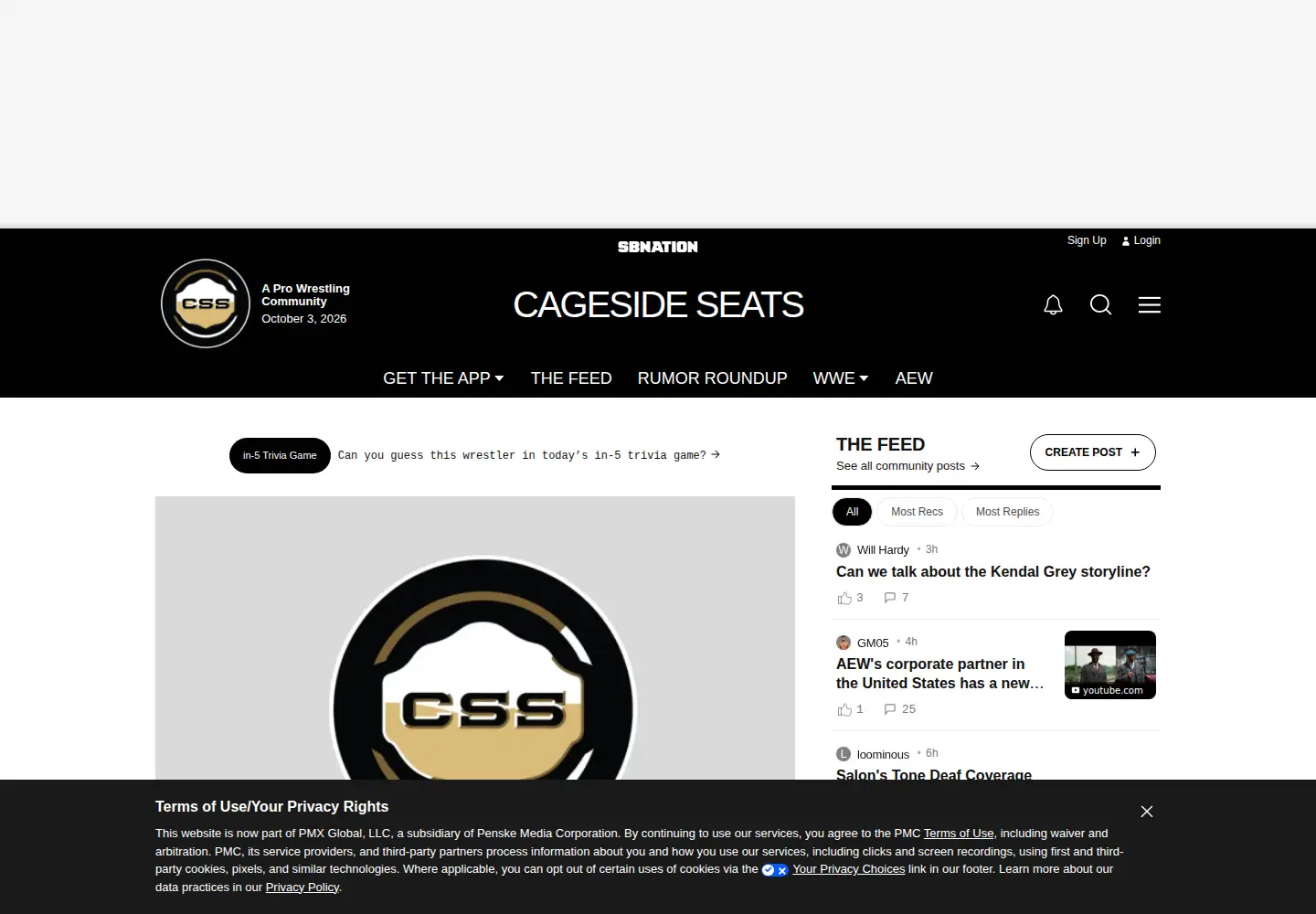 Screenshot of cagesideseats.com