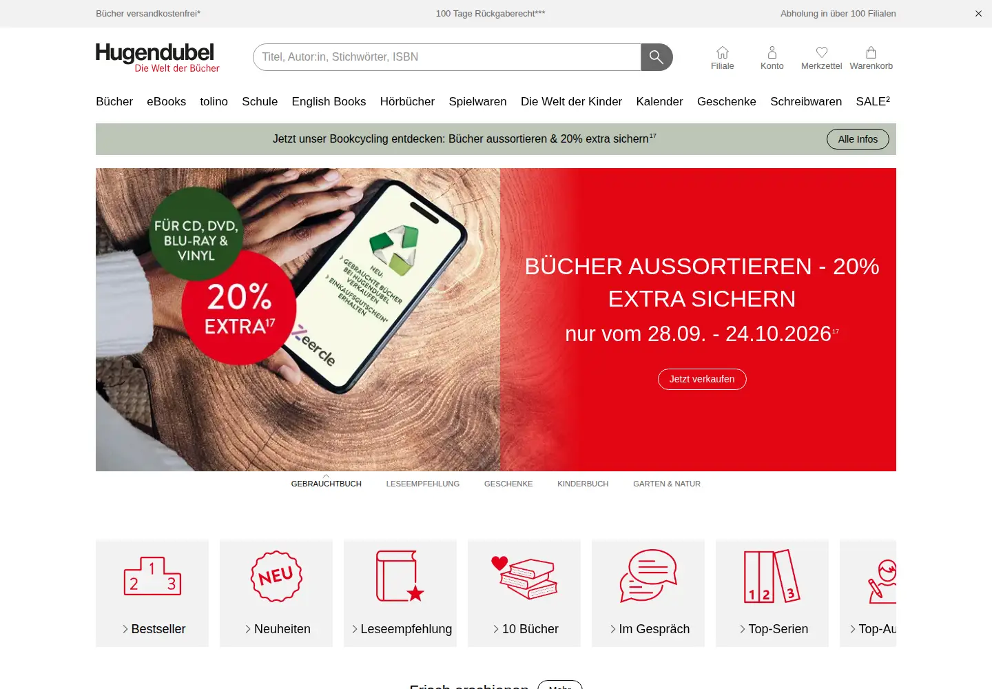 Screenshot of hugendubel.de