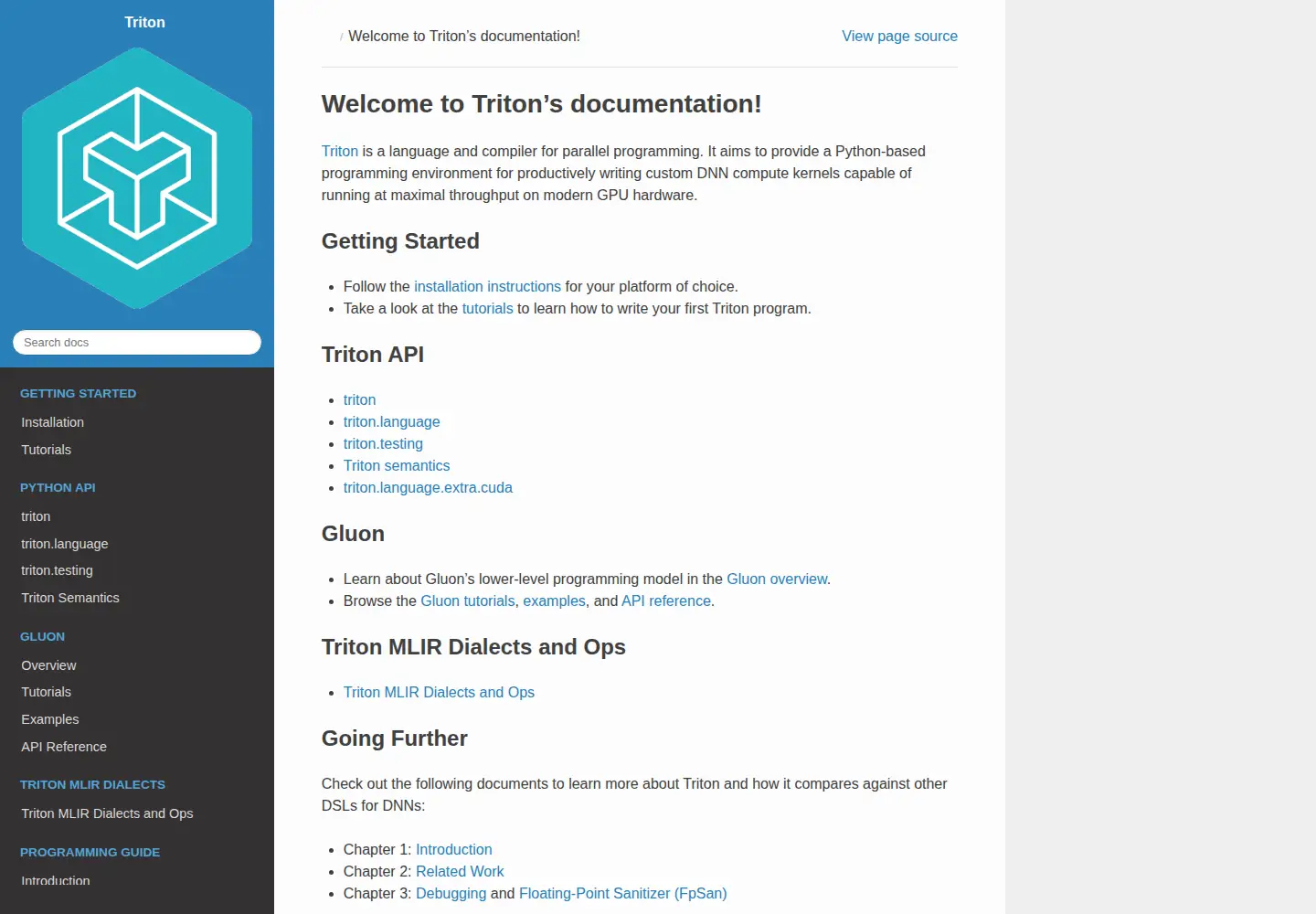 Screenshot of triton-lang.org