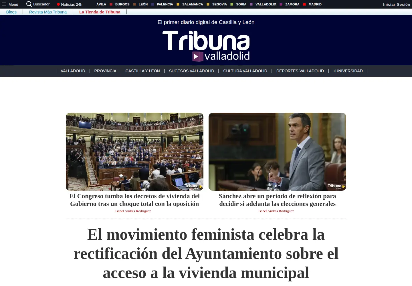 Screenshot of tribunavalladolid.com