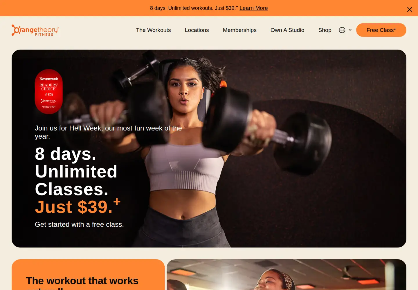 Screenshot of orangetheory.com