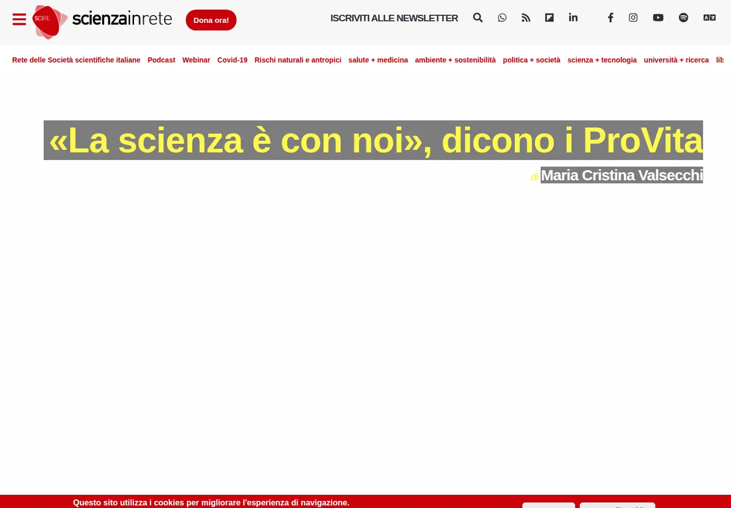 Screenshot of scienzainrete.it