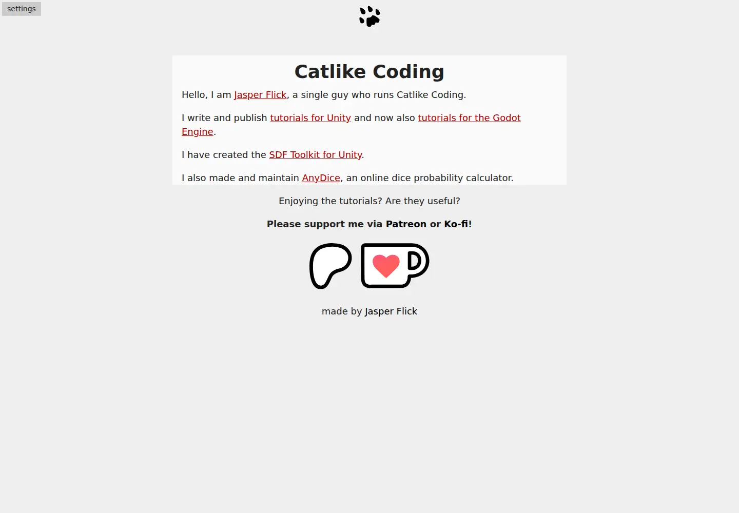 Screenshot of catlikecoding.com