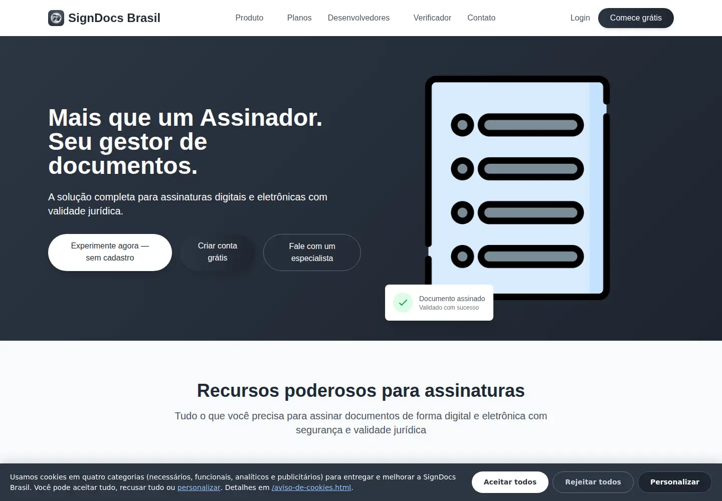 Screenshot of signdocs.com.br