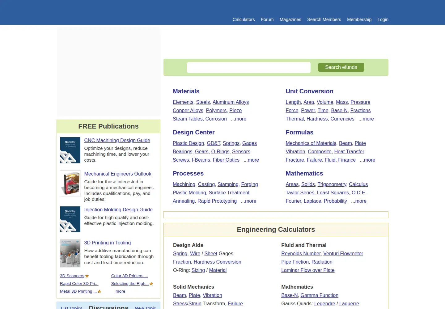 Screenshot of efunda.com