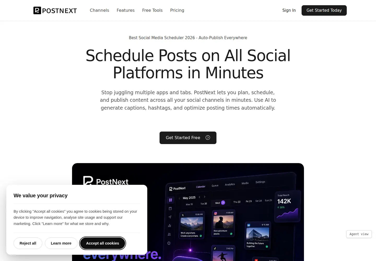 Screenshot of postnext.io