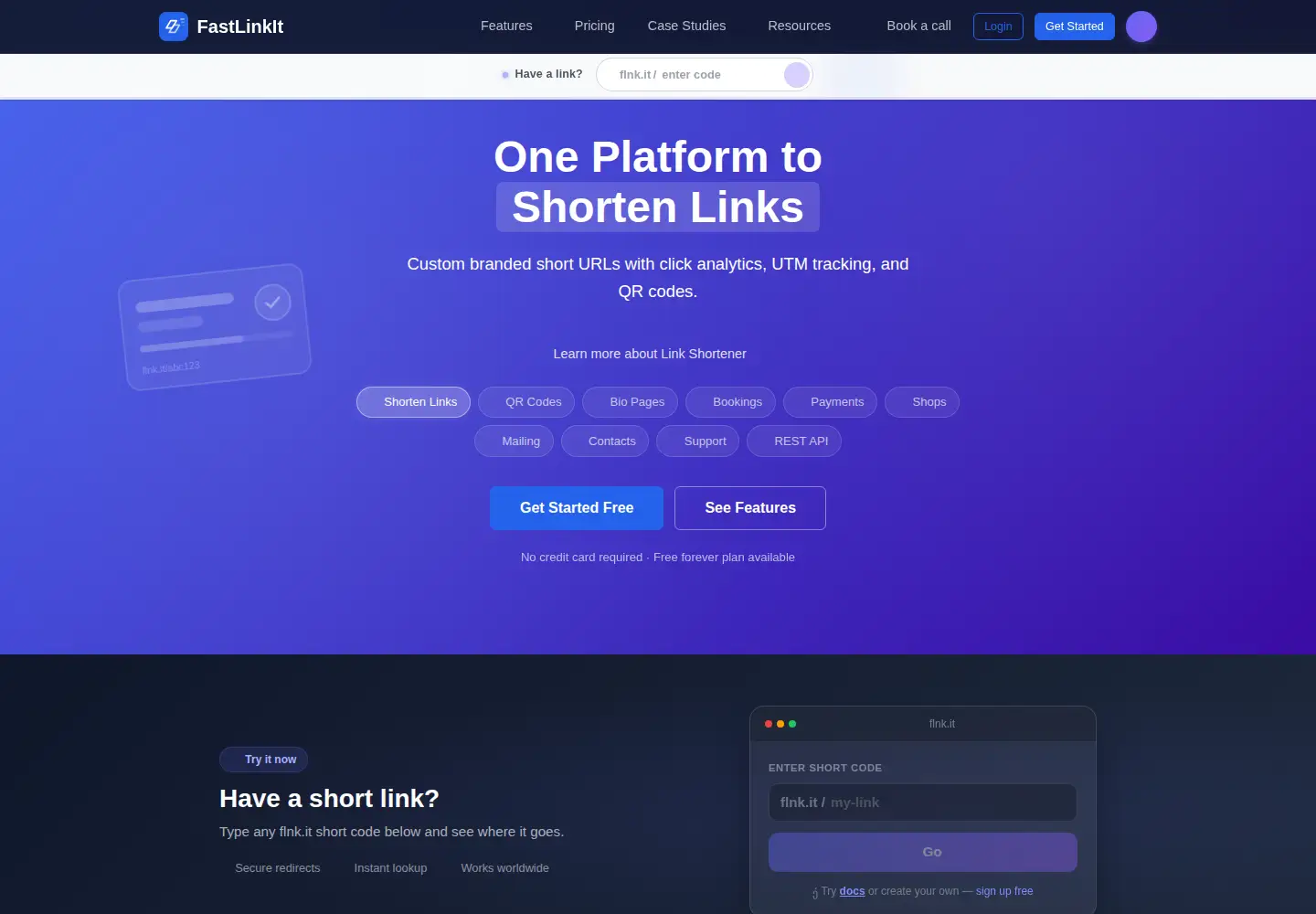 Screenshot of flnk.it