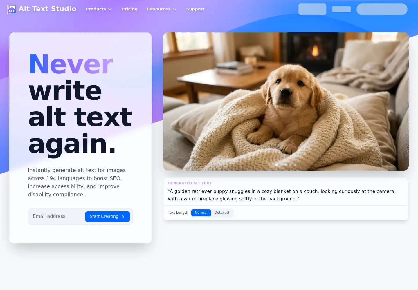 Screenshot of alttextstudio.com