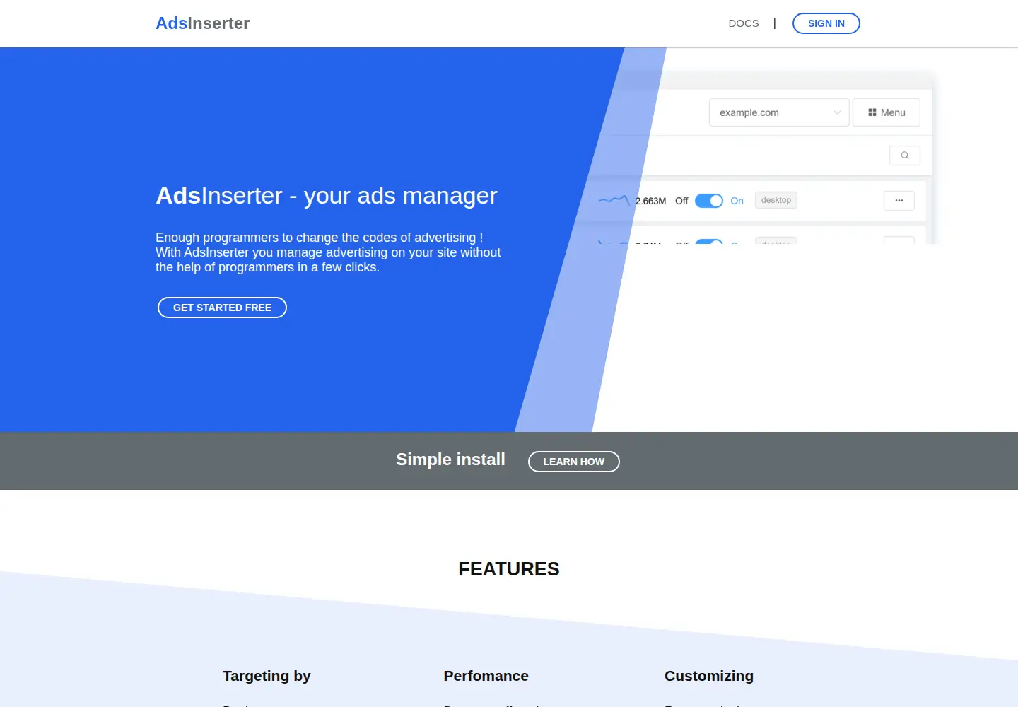 Screenshot of adsinserter.com